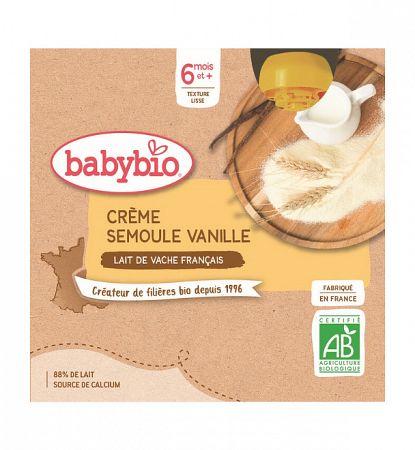 Babybio Krém vanilka krupica 4 x 85 g
